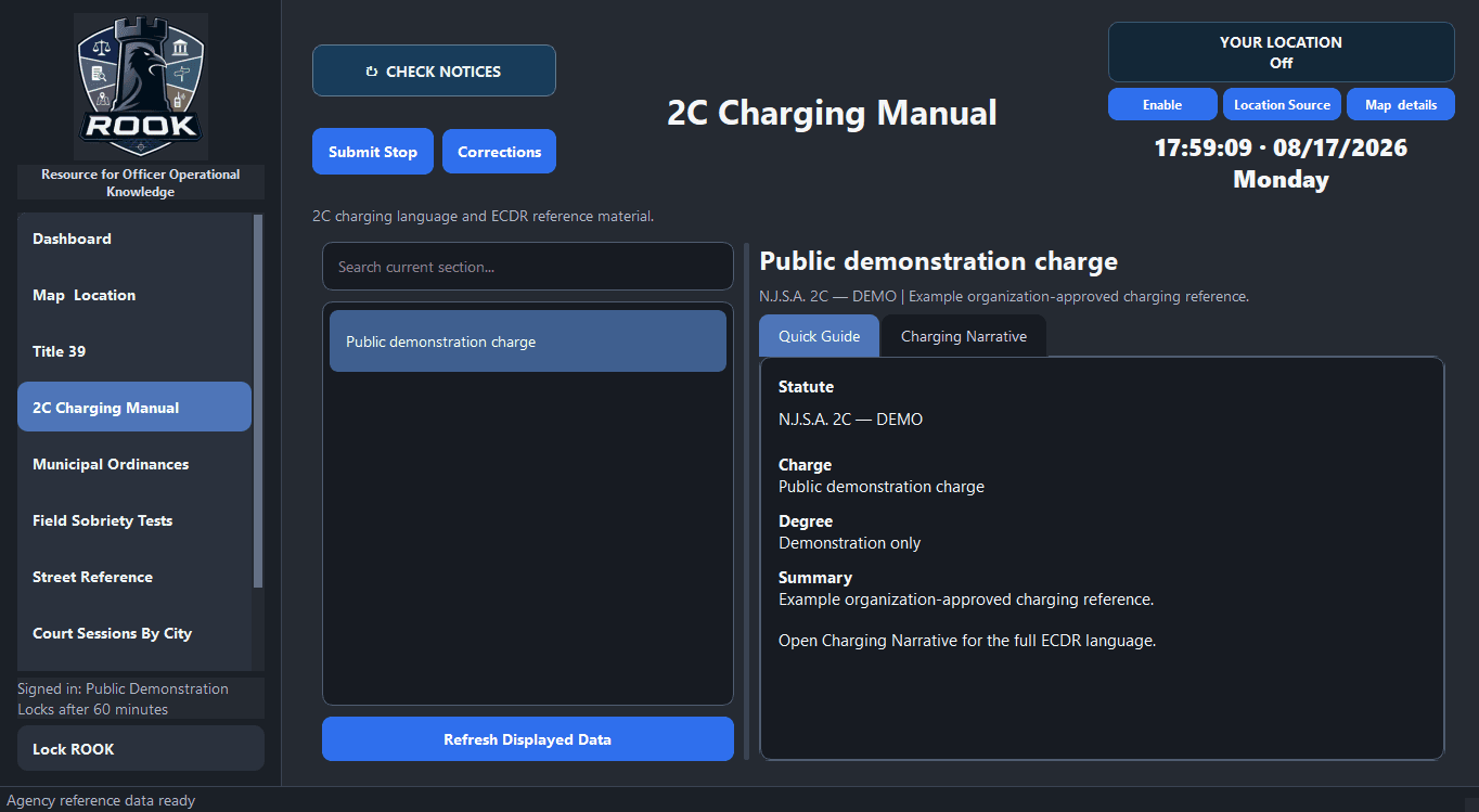 ROOK 2C Charging Manual screen using public demonstration charging references